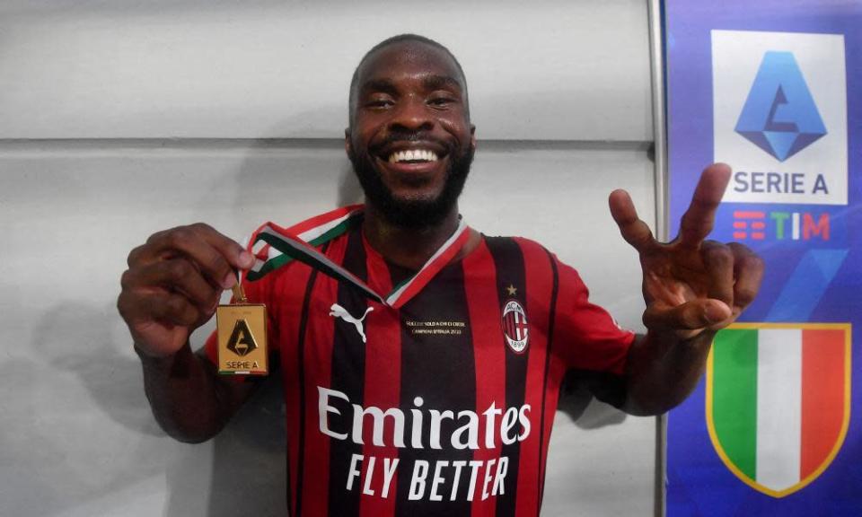Centre-back Fikayo Tomori celebrates winning Serie A with Milan
