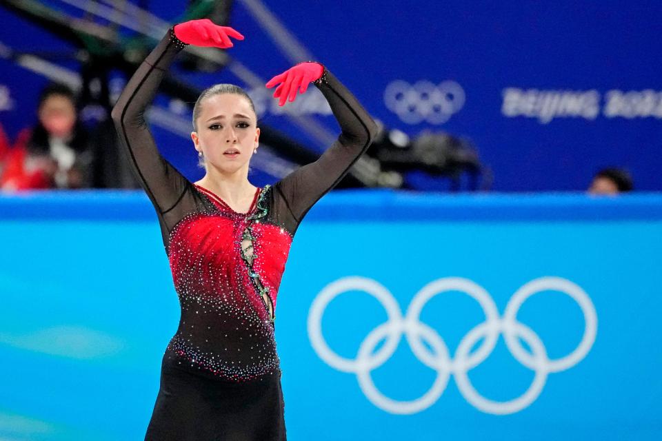 Kamila Valieva of Russia performs at the 2022 Beijing Olympics.
