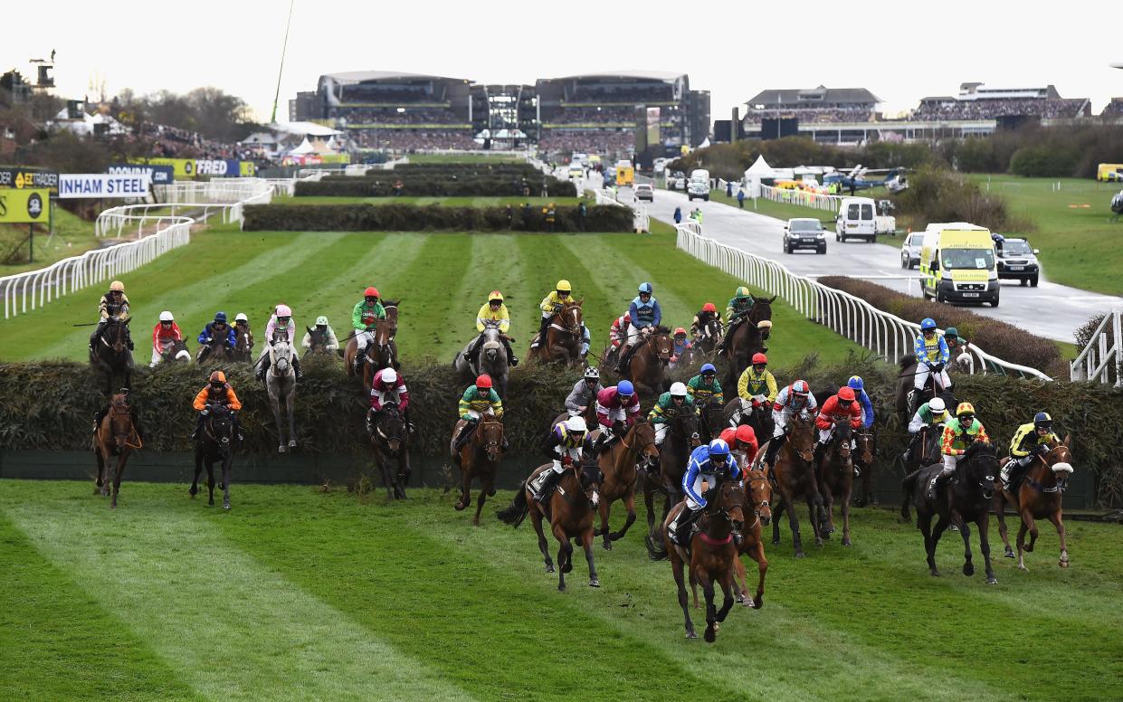 The runners make their way over the first few fences in last year's Grand National - 2016 Getty Images