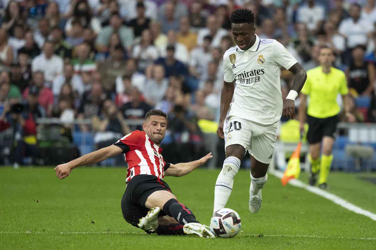 Real Madrid's Vinicius Jr (right) in action against Athletic Bilbao. (PHOTO: LALIGA)