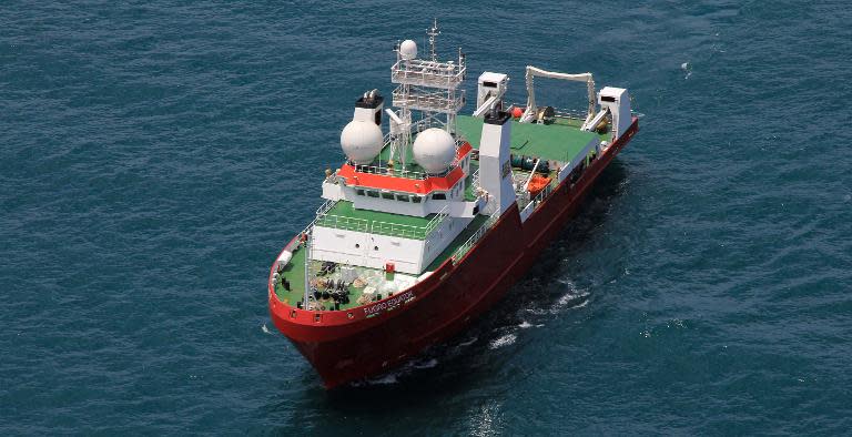 An undated photo obtained on September 29, 2014, shows the Australian-contracted survey ship M/V Fugro Equator, which will help the search for missing flight MH370