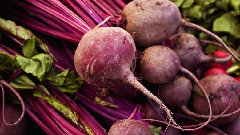 A bunch of fresh beets