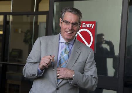 Lawyer Dennis Edney reacts to the news after his client Omar Khadr was released on bail in Edmonton, Alberta, May 7, 2015. REUTERS/Todd Korol