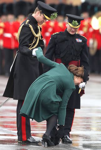 <p>Danny Martindale/WireImage</p> Prince William and Kate Middleton at the Irish Guards St. Patrick's Day parade on March 17, 2023