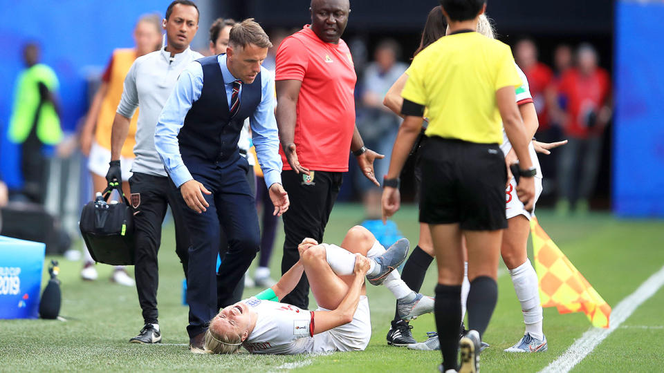 Stephanie Houghton's injury will be a major concern for England. Pic: Getty