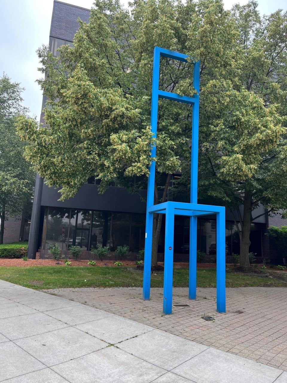 The sculpture entitled "County Seat" in Mt. Clemens.