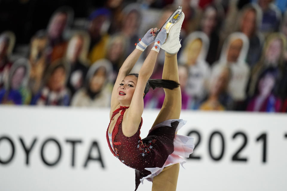 Alysa Liu performs during the women's short program at the U.S. Figure Skating Championships, Thursday, Jan. 14, 2021, in Las Vegas. (AP Photo/John Locher)