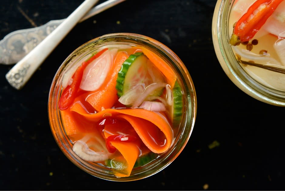 Quick Pickled Cucumbers, Carrots, and Shallots