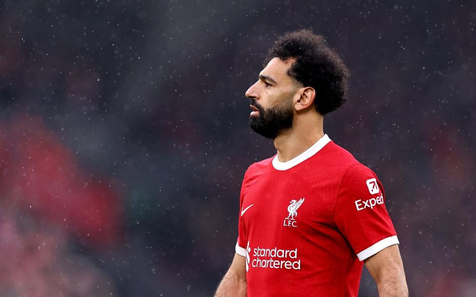 Mohamed Salah in action against Manchester City at Anfield