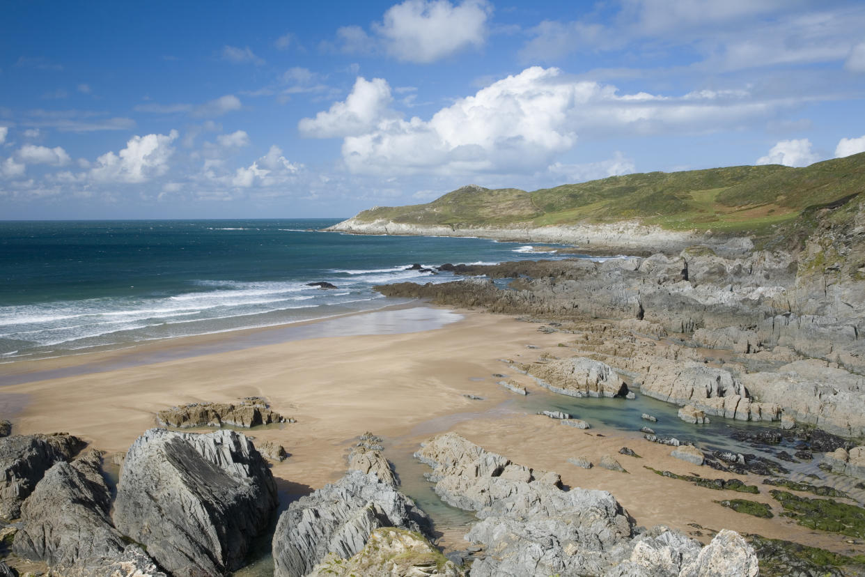 UK beaches: A view over the rocks of Barricane Beach in Woolacombe, North Devon (Getty Images)