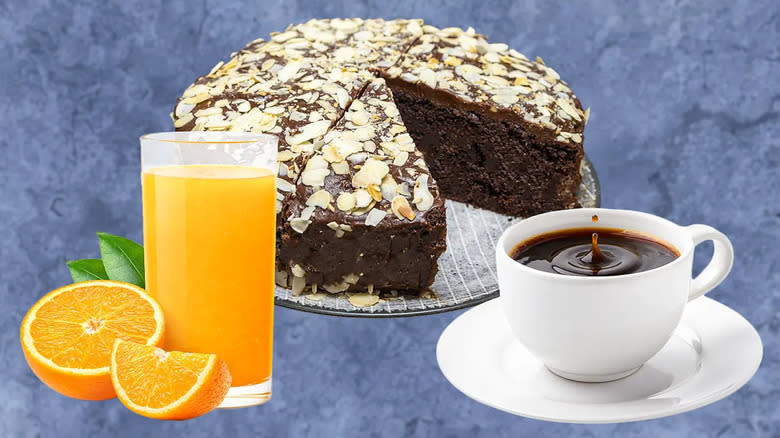 bourbon honey cake with orange juice and coffee