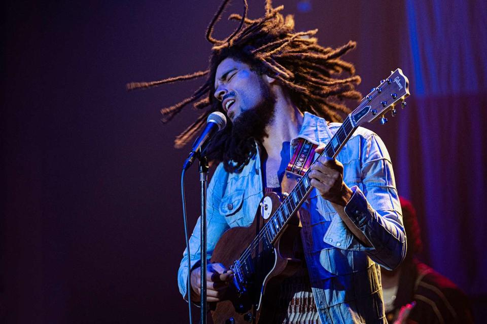 <p>Paramount Pictures</p> Kingsley Ben-Adir as Bob Marley in Bob Marley: One Love