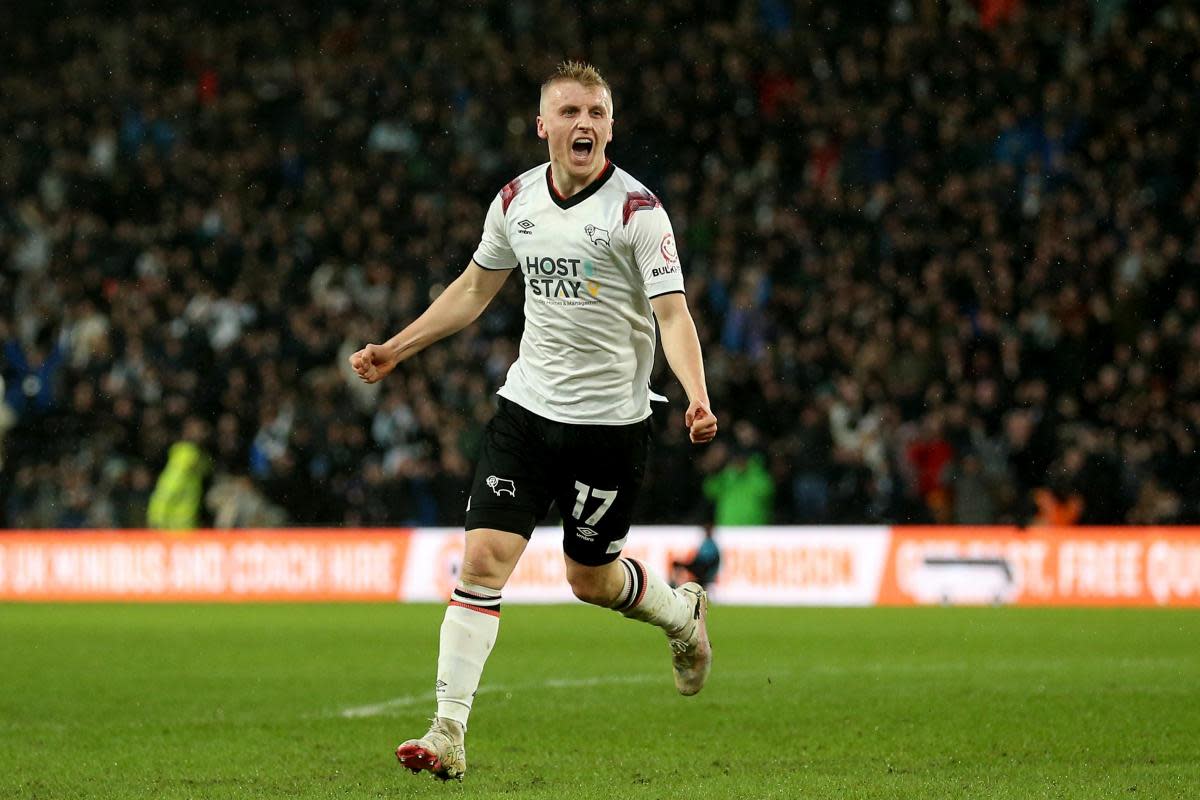 Louie Sibley celebrates a goal for Derby County <i>(Image: Nigel French/ PA Wire)</i>