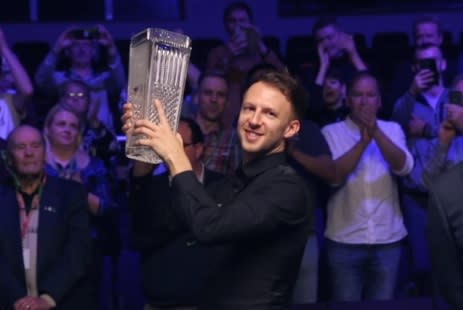 Judd Trump celebrates his 9-7 win over Ronnie O’Sullivan in the Northern Ireland Open final