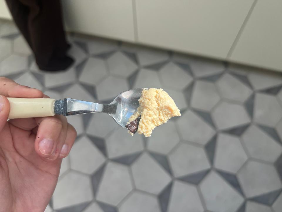 A spoonful of the cottage cheese cookie dough.