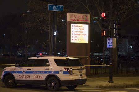 Nov 19, 2018; Chicago, IL, USA; A general view of the crime scene at Mercy Hospital and Medial Center in Chicago, Illinois. Mandatory Credit: Quinn Harris-USA TODAY Sports