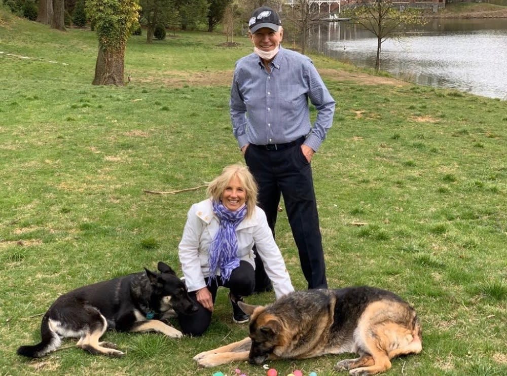 Biden and his wife with their furry pooches Champ and Major Biden. ― Picture via Twitter/FirstDogsChamp&amp;MajorBiden