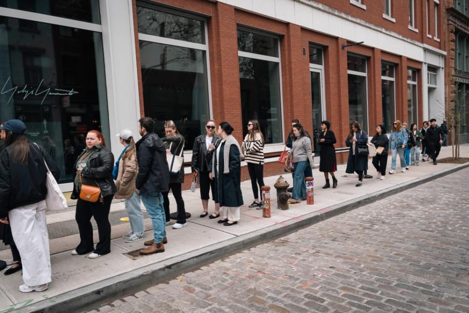 The line outside of the DÔEN sample sale Sunday. Last week, Susan Davey, 32, told The Post she waited more than two hours in a line that snaked down Broome Street in hopes of buying a 70% off summer maxi dress that typically retails for nearly $600. Stefano Giovannini