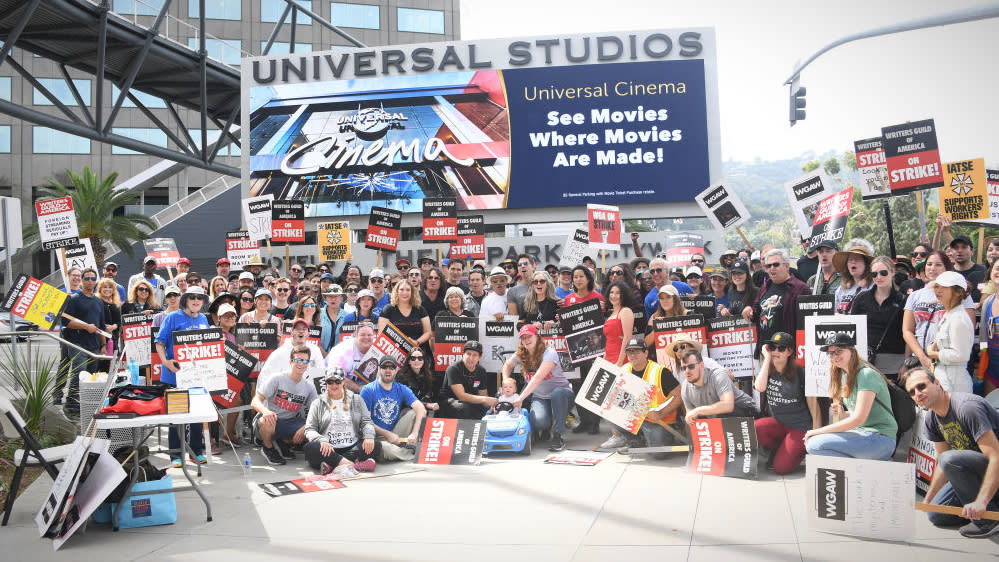  Writers Guild of America strikers picket Universal Studios. 