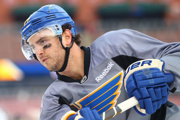 ST. LOUIS, MO – JANUARY 1: Kevin Shattenkirk #22 of the St. Louis Blues shoots the puck during the 2017 Bridgestone NHL Winter Classic Practice Day at Busch Stadium on January 1, 2017 in St. Louis, Missouri. (Photo by Dilip Vishwanat/Getty Images)