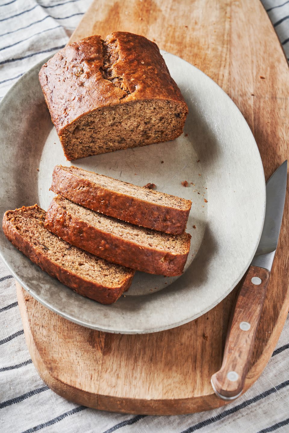 <p>This vegan <a href="https://www.delish.com/cooking/recipe-ideas/recipes/a50825/best-banana-bread-recipe/" rel="nofollow noopener" target="_blank" data-ylk="slk:banana bread;elm:context_link;itc:0;sec:content-canvas" class="link ">banana bread</a> is big on banana flavor, super moist, and just sweet enough. If you're looking to add some substance, coconut flakes, toasted chopped nuts, and dried cherries are some of our favorite mix-ins.</p><p>Get the <strong><a href="https://www.delish.com/cooking/recipe-ideas/a19425446/vegan-banana-bread-recipe/" rel="nofollow noopener" target="_blank" data-ylk="slk:Vegan Banana Bread recipe;elm:context_link;itc:0;sec:content-canvas" class="link ">Vegan Banana Bread recipe</a></strong>.</p>
