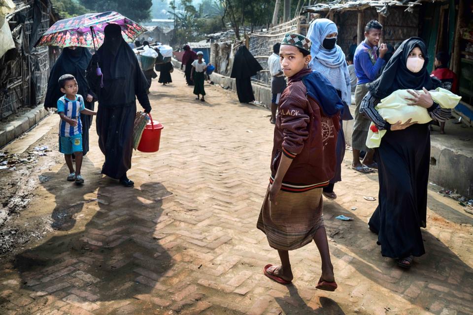 Rohingya refugees at the Kutupalong camp in Cox’s Bazar, Bangladesh, in January. The camp is described as the biggest in the world. (Fabeha Monir for NBC News)