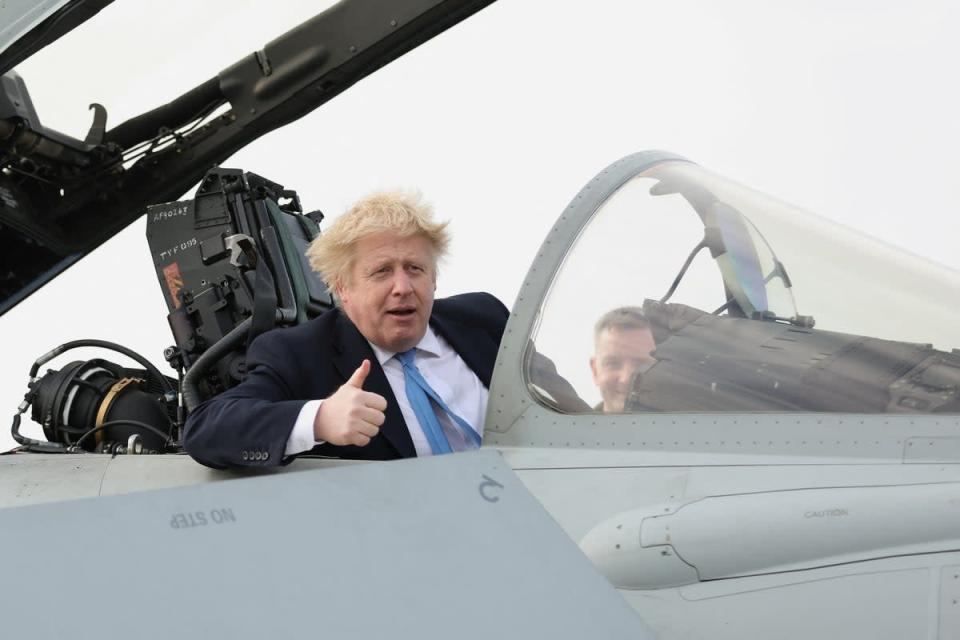 Prime Minister Boris Johnson in an RAF Typhoon (Carl Recine) (PA Wire)