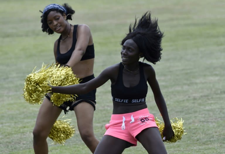 Not quite Lord's: Cheerleaders perform during the International Cricket Council (ICC) World Twenty20 African 'A' qualification match between Nigeria and Ghana