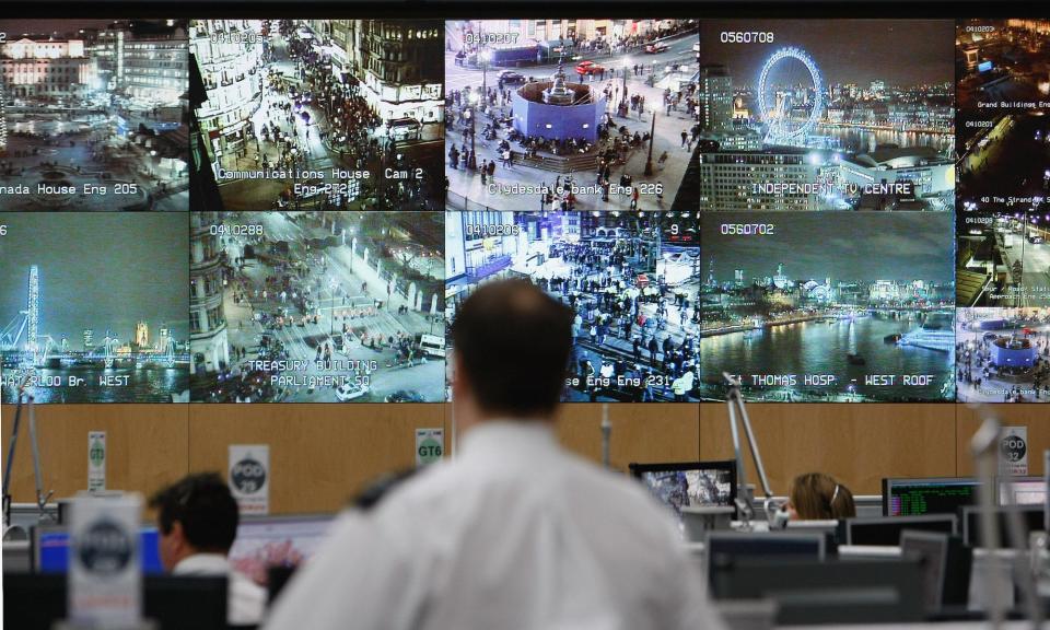 police london cctv cameras screens surveillance security