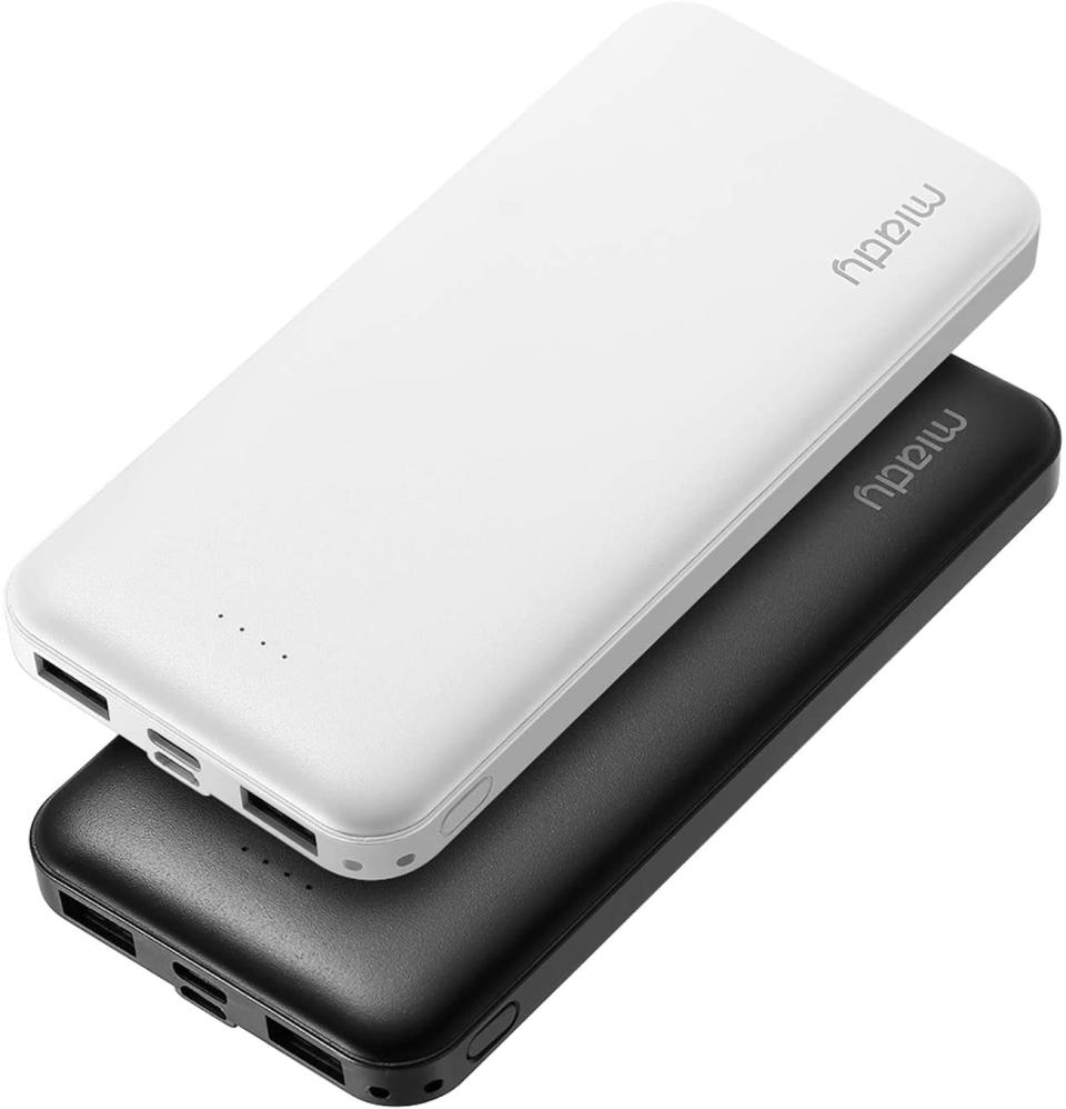 <p>If you're constantly on the go, the <span>Miady 10000mAh Dual USB Portable Charger</span> ($22 for two) is something you'll want to order. You get two portable chargers at such an affordable price point. Each power bank lets you have up to two full charges. It has two USB ports, a micro USB port, and a USB-C port. </p>
