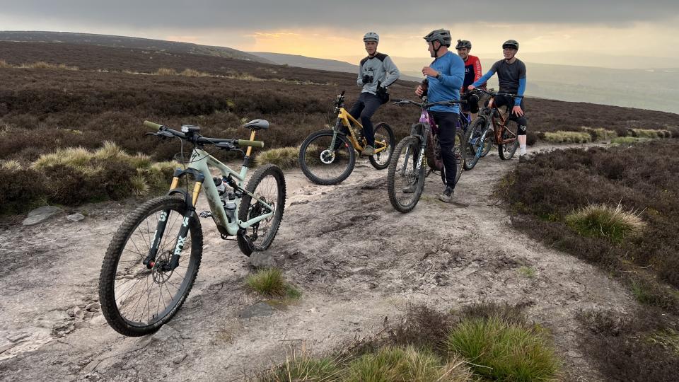 Group of mountain bike rider on a moor
