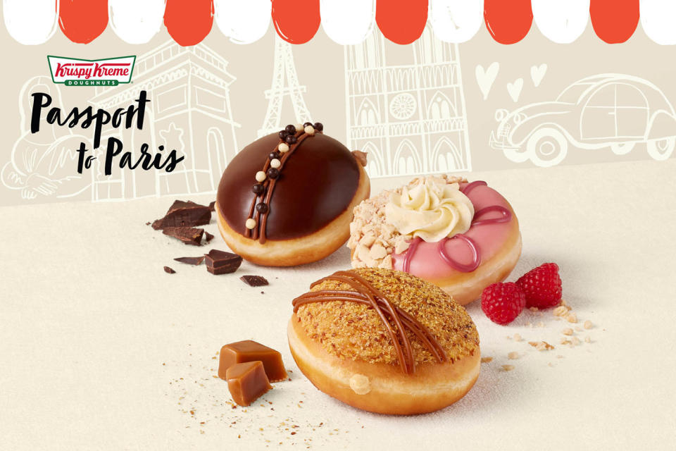 Krispy Kreme is launching three Paris-themed doughnuts. (Krispy Kreme)