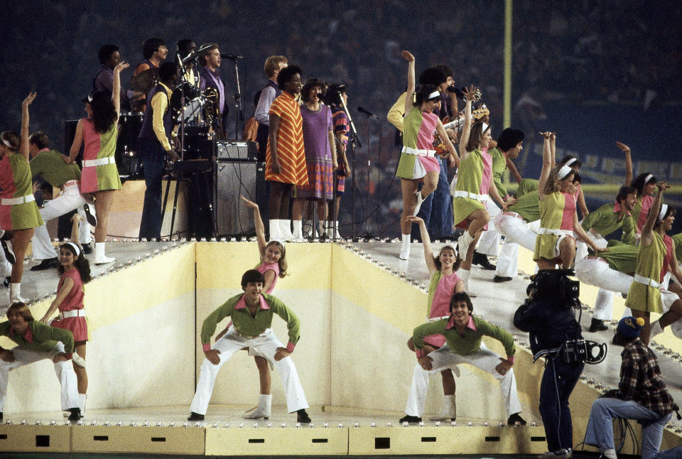 Super Bowl XVI: View of halftime show featuring "Up With People"