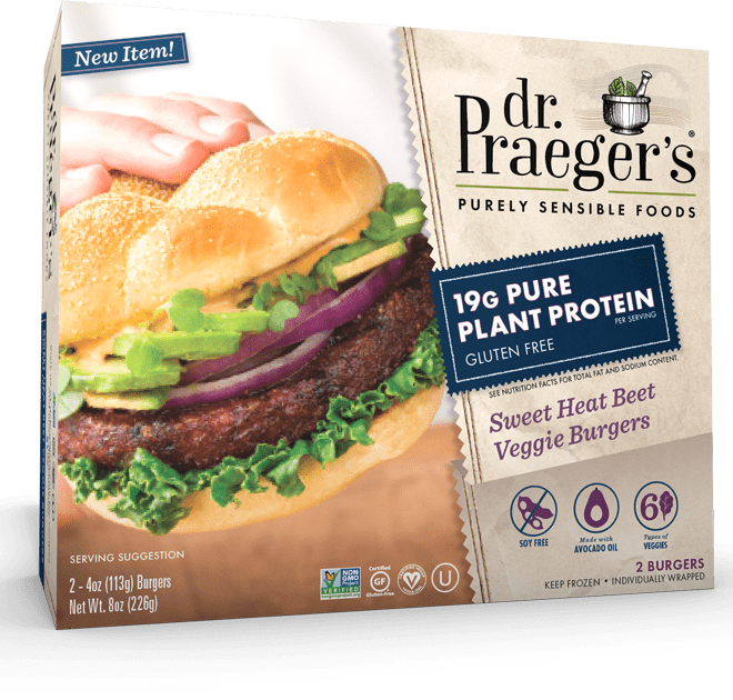 1) Dr. Praeger’s Sweet Heat Beet Veggie Burgers