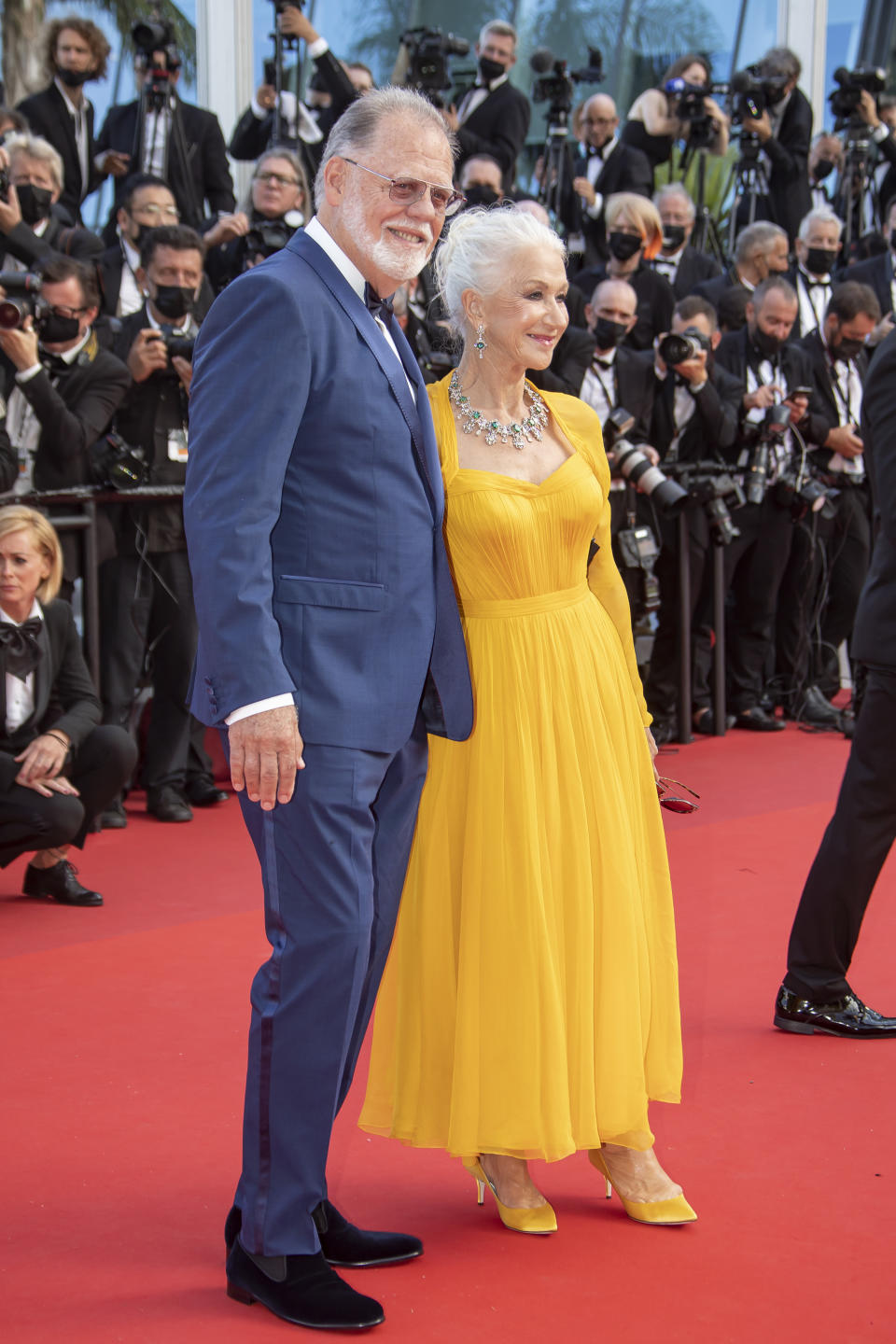 Dame Helen Mirren and husband Taylor Edwin Hackford attend the ‘Annette’ premiere at the Cannes Film Festival on July 6, 2021. - Credit: Franck Boham/imageSPACE / MEGA