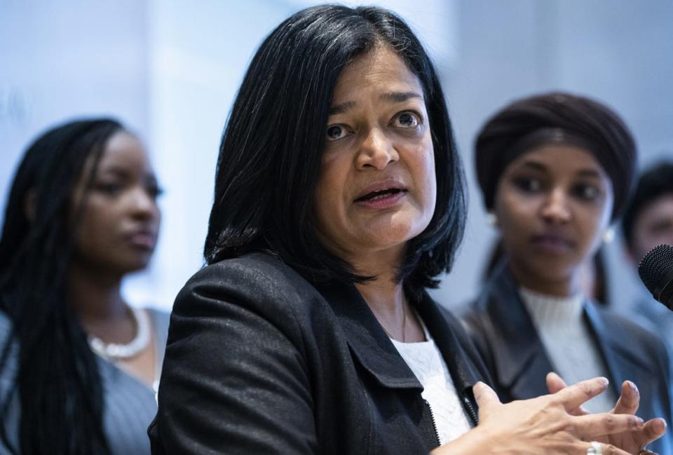 <div class="inline-image__caption"><p>Congressional Progressive Caucus Chair Rep. Pramila Jayapal, D-Wash., speaks during a news conference with newly elected incoming members of the CPC at the AFL-CIO building in Washington, D.C., on Nov. 13, 2022.</p></div> <div class="inline-image__credit">Tom Williams/CQ-Roll Call, Inc via Getty Images</div>
