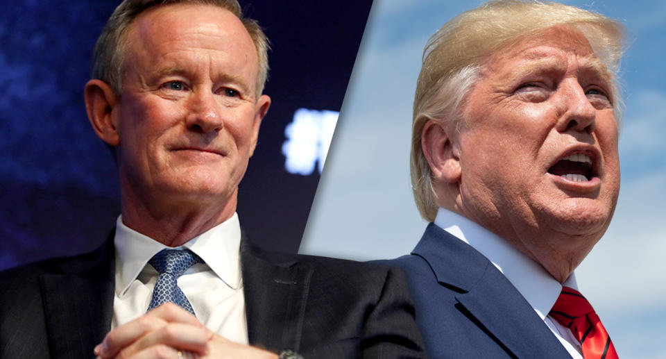 Retired U.S. Navy Admiral William McRaven and President Trump. (Photos: Mike Segar/Reuters, Saul Loeb/AFP/Getty Images)