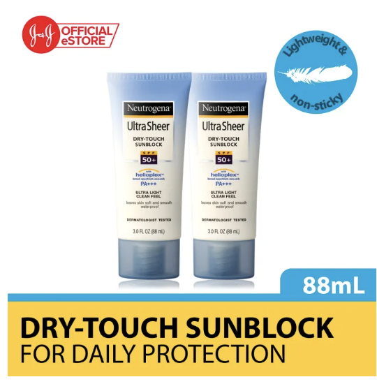 [Bundle of 2] Neutrogena Ultra Sheer Dry-Touch Sunblock in blue and white packaging