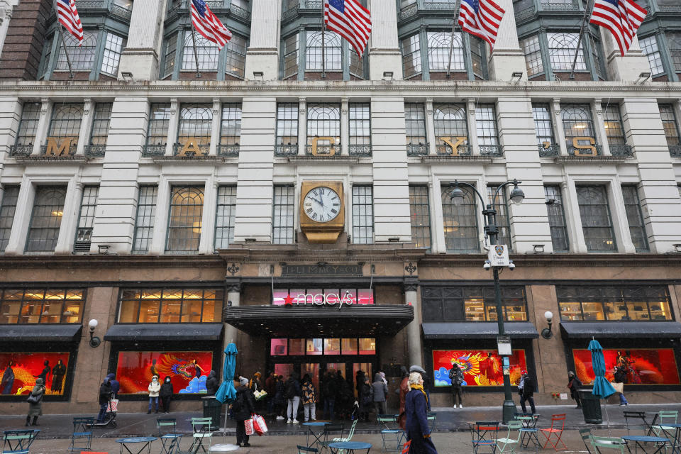 NEW YORK, NEW YORK - JANUARY 19: The Macy's store on Herald Square is seenon January 19, 2024 in New York City. Macy's department-store chain announced that they will be laying off roughly 2,350 employees which is about 3.5% of their workforce. The company says that it will also be closing five stores in order to adjust to the online-shopping era. (Photo by Michael M. Santiago/Getty Images)