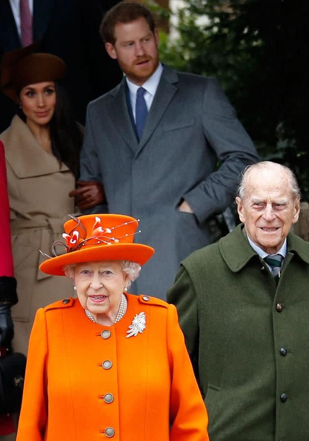 Meghan has seemed a little nervous on the rare occasions she's been out with the Queen. Photo: Getty