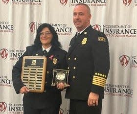 Mills River Fire Department Public Fire Educator Jeannie Moore recently received the BT Fowler Lifetime Achievement Award from the North Carolina Fire and Life Safety Educators.