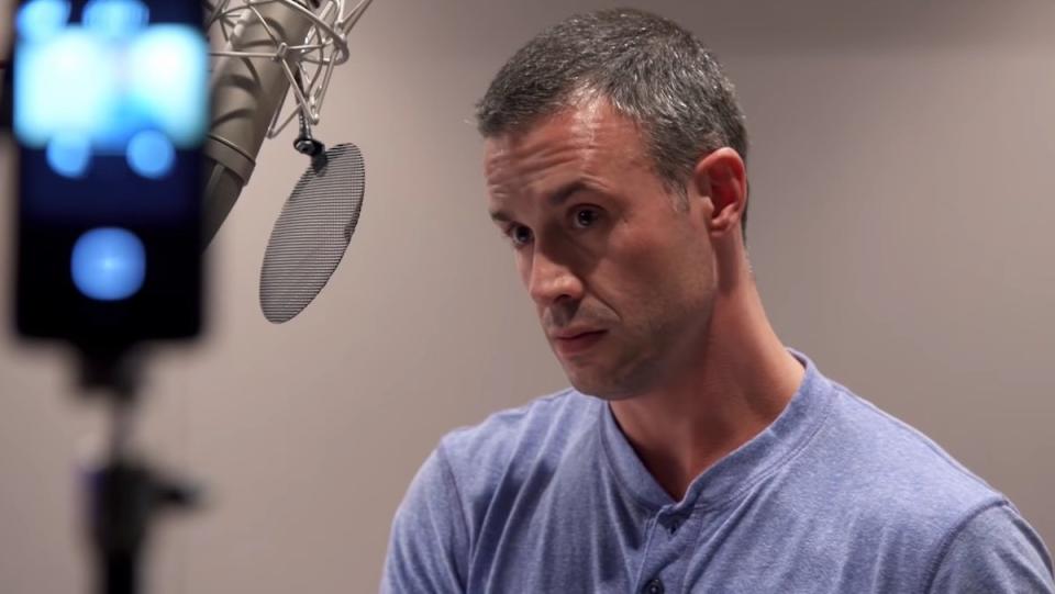 Freddie Prinze Jr. near a recording mic in studio