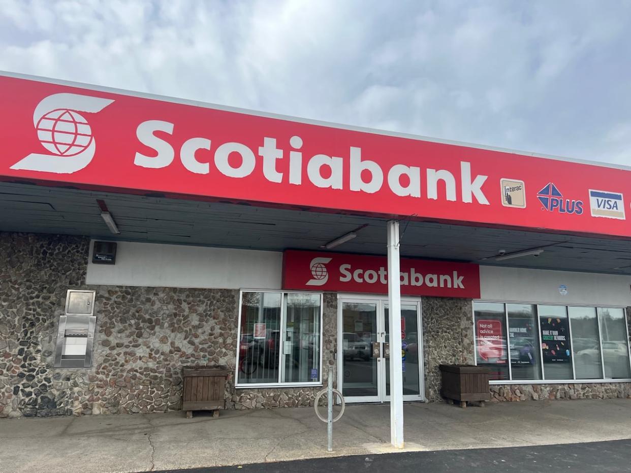 Scotiabank customers in Nackawic will be exploring other banking options after the rural community's only bank decided to leave.  (Sam Farley/CBC News - image credit)