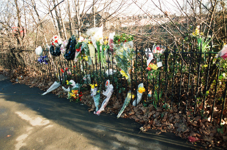 Clapham train crash On 12 December 1988 the 07:18 from Basingstoke to London Waterloo was approaching Clapham Junction when the driver saw the signal ahead of him change from green proceed to red danger. Unable to stop at the signal, he stopped his train at the next signal and then reported to the signalbox by telephone. He was told there was nothing wrong with the signal. At this point the following train collided with the Basingstoke train. A third train, carrying no passengers was passing on the adjacent line in the other direction and hit the wreckage. The driver of a fourth train, coasting with no traction current, saw the other trains and managed to a stop. Thirty five people died and nearly five hundred were injured in the accident. Our Picture Shows: Floral tributes left by the railings over looking the crash site. (Photo by Staff/Mirrorpix/Getty Images)