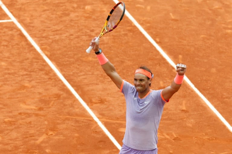 Rafael Nadal vainqueur de l'Argentin Pedro Cachin au Masters 1000 de Madrid, le 29 avril 2024 (OSCAR DEL POZO)