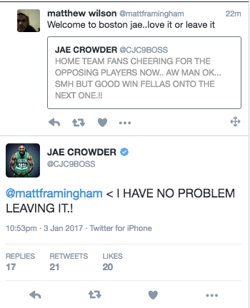 Jae Crowder was not pleased on Tuesday night. (via NESN.com)