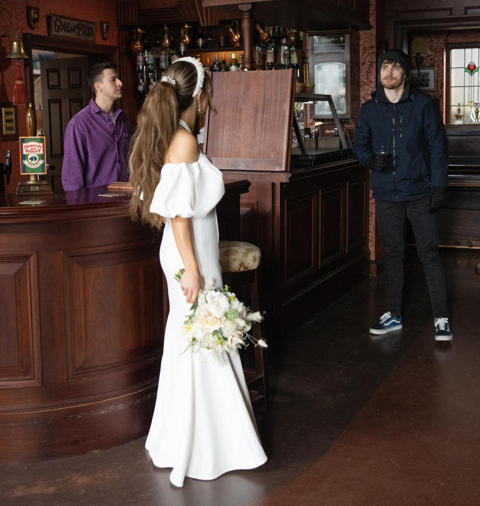 FROM ITV

STRICT EMBARGO -  No Use Before Tuesday 21st March 2023

Coronation Street - Ep 1091213

Monday 27th March 2023

Ryan Connor [RYAN PRESCOTT] goes into the pub for Daisy Midgeley [CHARLOTTE JORDAN] but theyâ€™re shocked to find Justin [ANDREW STILL] there. Justin advances on Daisy holding a glass full of clear liquid, telling Daisy that no one will want her after this, he throws acid at Daisy. 

Picture contact - David.crook@itv.com

Photographer - Danielle Baguley

This photograph is (C) ITV and can only be reproduced for editorial purposes directly in connection with the programme or event mentioned above, or ITV plc. This photograph must not be manipulated [excluding basic cropping] in a manner which alters the visual appearance of the person photographed deemed detrimental or inappropriate by ITV plc Picture Desk. This photograph must not be syndicated to any other company, publication or website, or permanently archived, without the express written permission of ITV Picture Desk. Full Terms and conditions are available on the website www.itv.com/presscentre/itvpictures/terms
