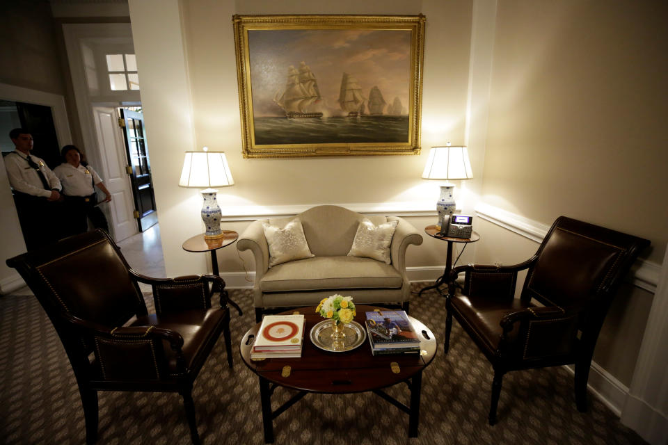 <p>The West Wing lobby of the White House is seen after a renovation in Washington, Aug. 22, 2017. (Photo: Yuri Gripas/Reuters) </p>