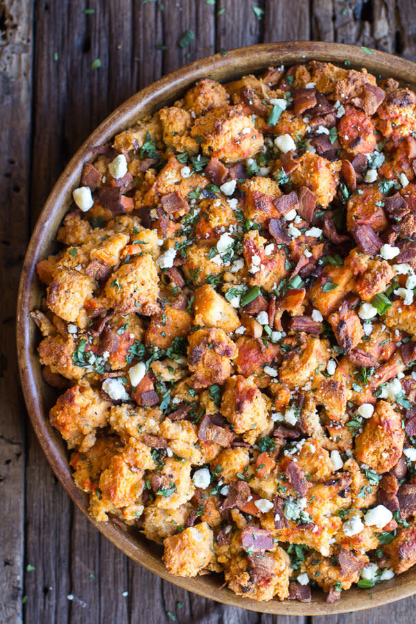 <strong>Get the <a href="http://www.halfbakedharvest.com/buffalo-cheddar-beer-bread-stuffing/" target="_blank">Buffalo Cheddar Beer Bread Stuffing recipe</a> from Half Baked Harvest</strong>