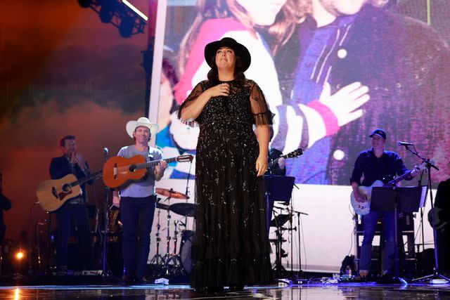 <p>Jason Kempin/Getty</p> Krystal Keith performing during 'Toby Keith: American Icon' in Nashville on July 29, 2024